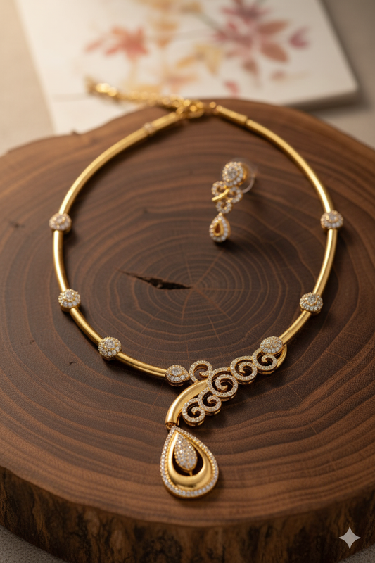 Pavani Navratna Pendant Polki Necklace Set