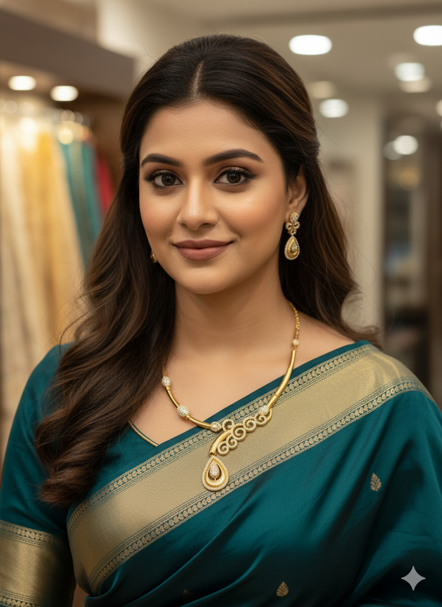 Pavani Navratna Pendant Polki Necklace Set
